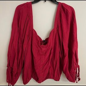 Charlotte Russe Burgundy Peasant Blouse